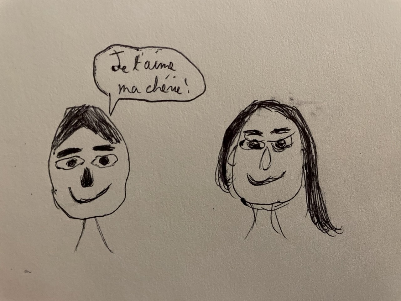 Romantic French illustration - Je t'aime ma chérie